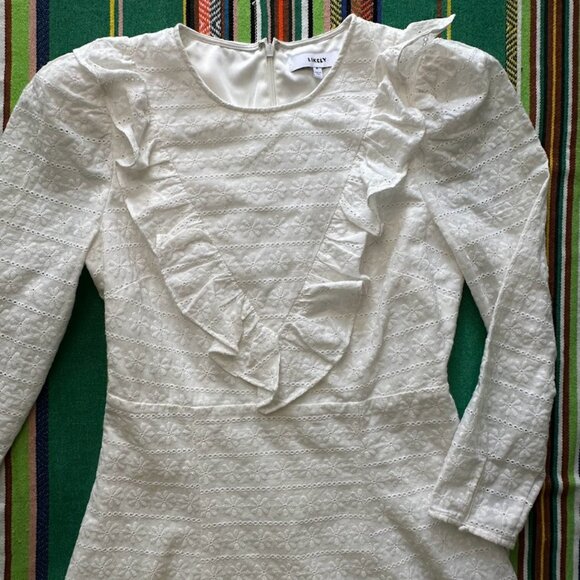 Revolve Likely "Emelynn" daisy eyelet ruffle babydoll mini dress in white size 6 - Picture 6 of 13